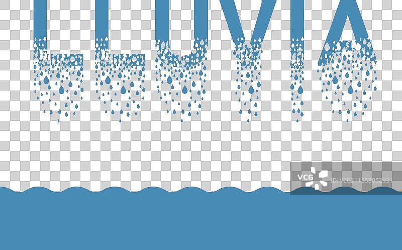 西班牙语中的“雨”字化为水滴图片素材