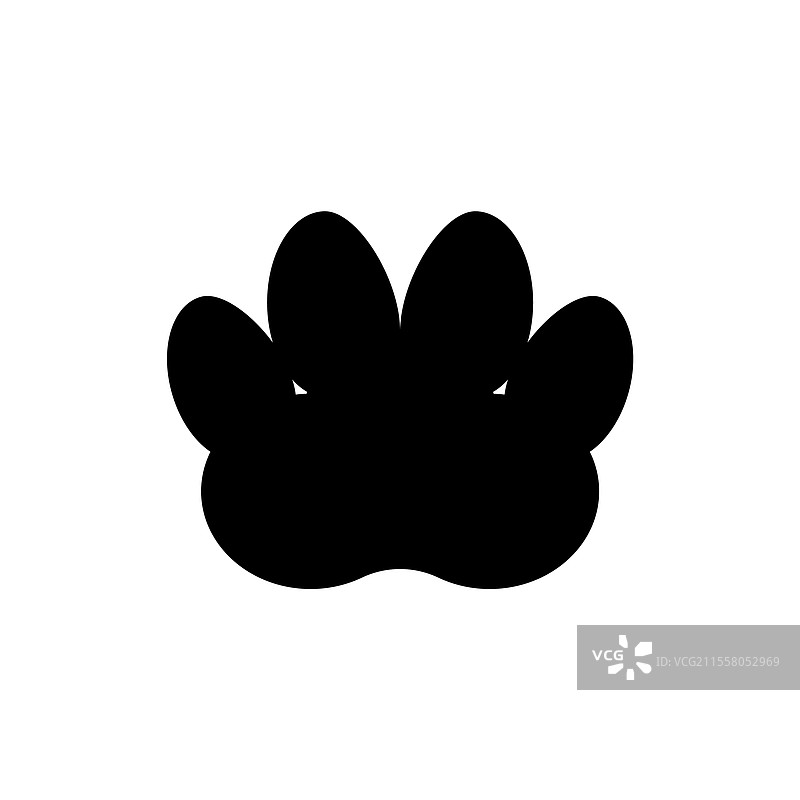 整个动物的爪印黑色剪影图片素材