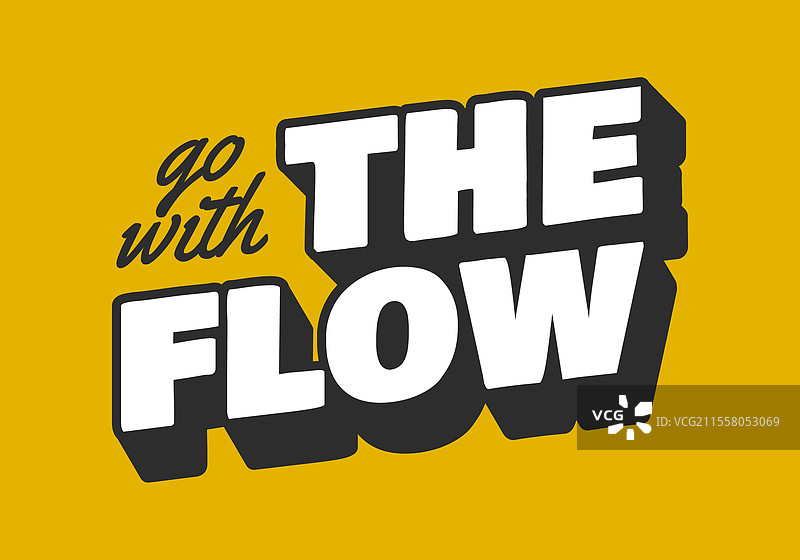 复古风格的“随波逐流”文字效果图片素材