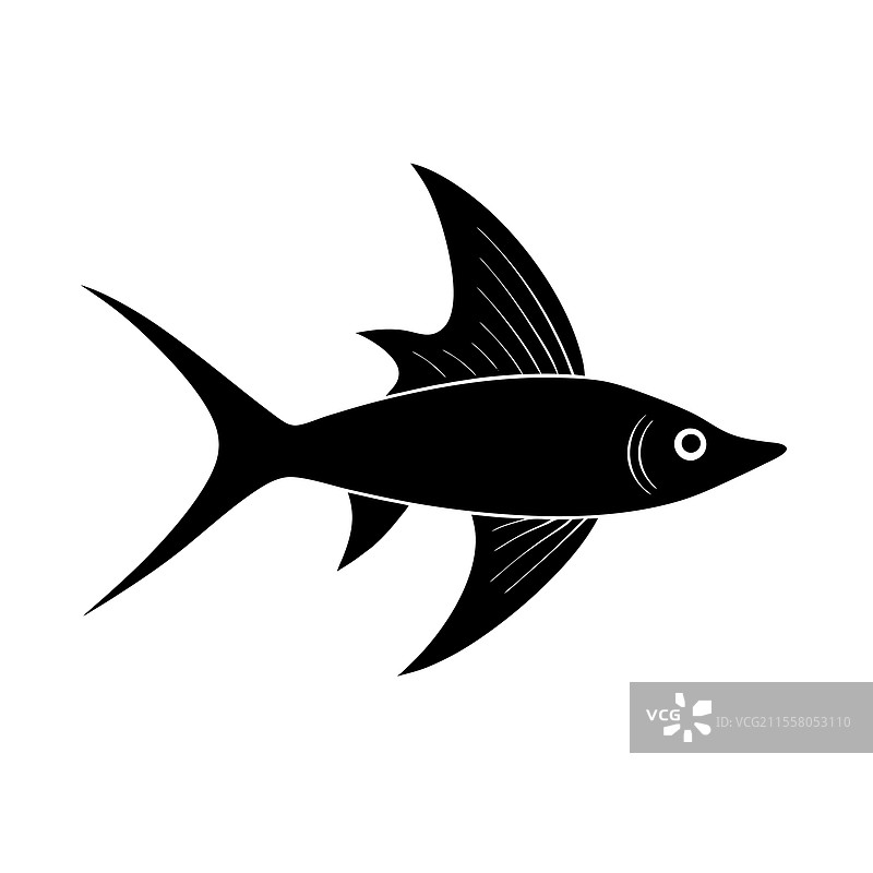 黑色剑尾鱼的剪影艺术图片素材