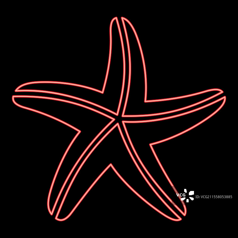霓虹红色海星平面风格图像图片素材