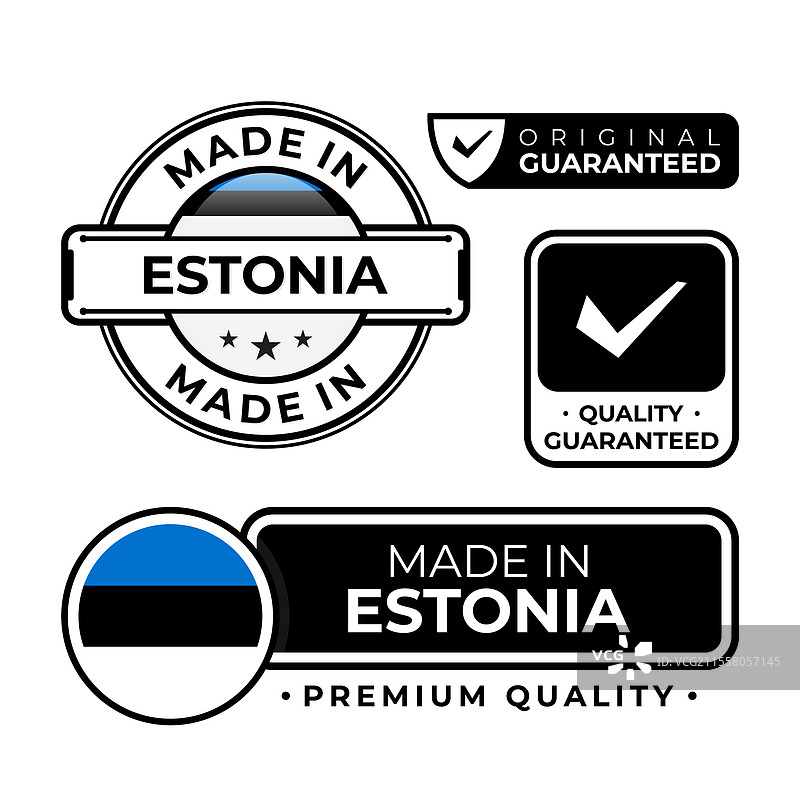 爱沙尼亚制造的徽章捆绑标签图标徽章图片素材