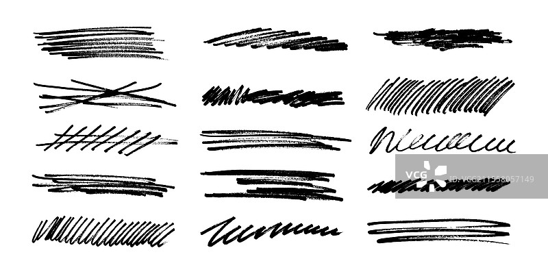 下划线笔记标记的毛毡笔涂鸦图片素材