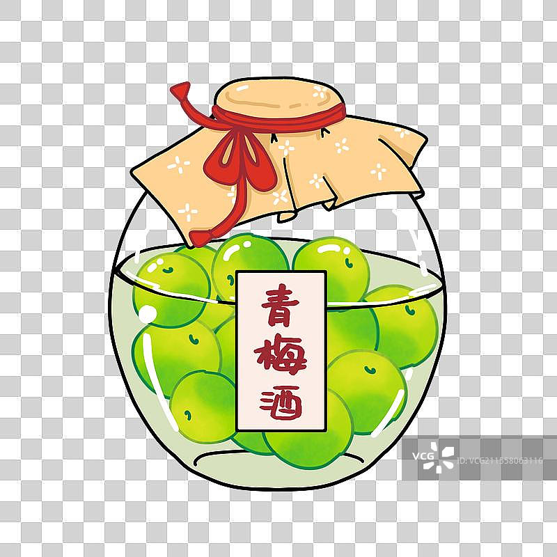 一瓶青梅酒 插画图片素材