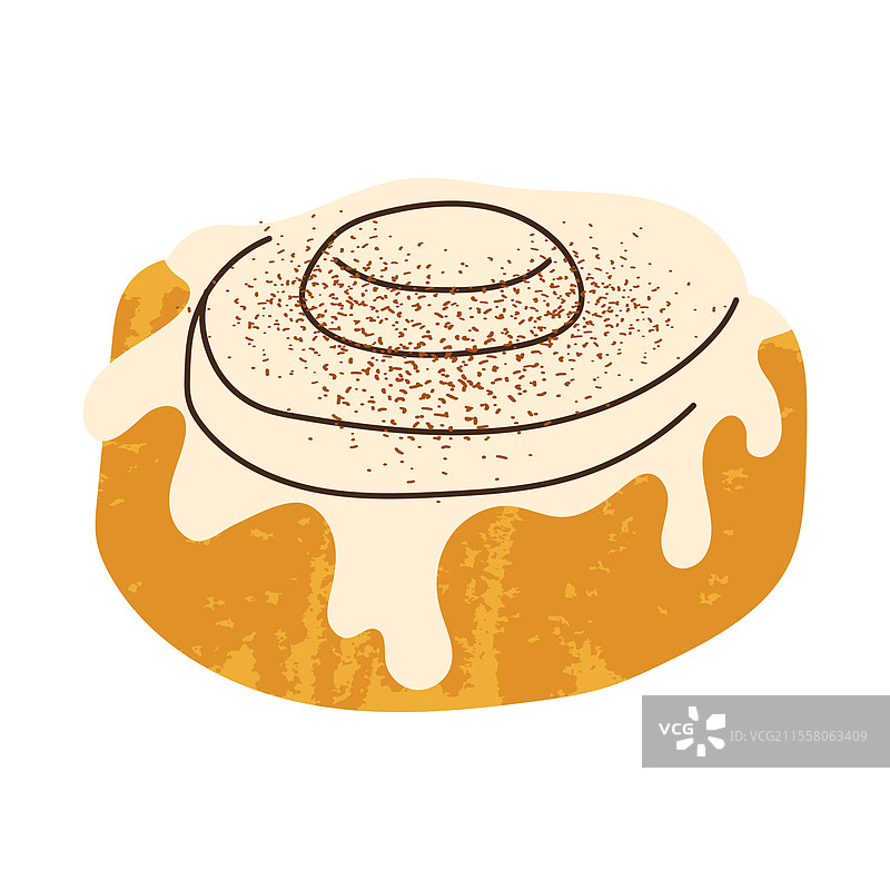 扁平风格的孤立肉桂卷，上面有糖霜图片素材