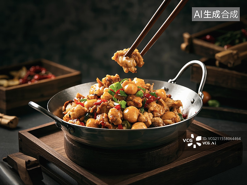 【AI数字艺术】川菜干锅牛蛙图片素材