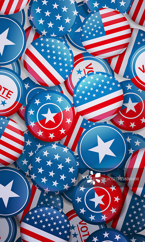 美国国旗在光滑的圆形按钮上图片素材