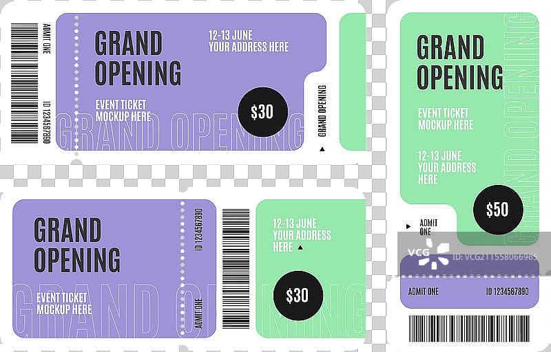 逼真的详细3D开幕活动门票图片素材