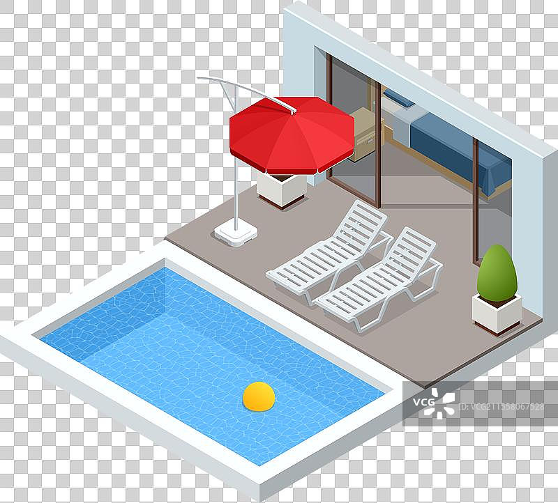 豪华酒店的等距现代卧室套房图片素材