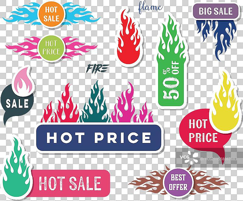 热销时尚标签带火焰图案图片素材