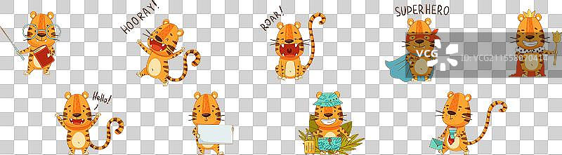 有趣的老虎捕食者，带有条纹的丛林动物图片素材