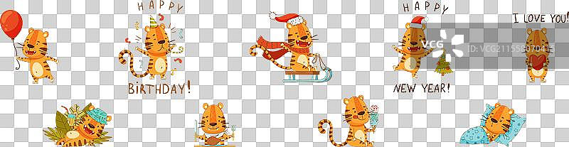 有趣的虎类捕食者，带有条纹的丛林动物图片素材