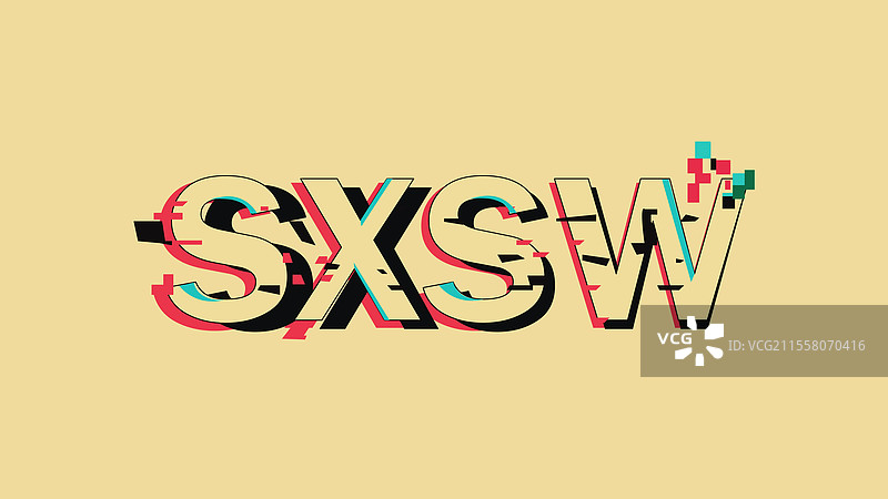 SXSW故障艺术标志设计图片素材