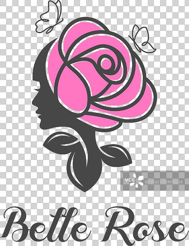 美丽女士玫瑰标志设计图片素材