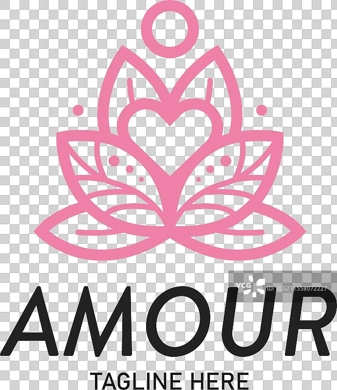 水疗爱心标志设计扁平化图片素材