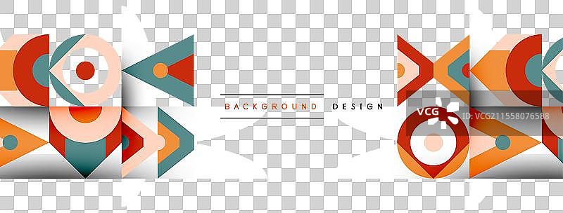 色彩斑斓的几何图案，包含箭头和圆形图片素材