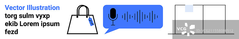 数字语音命令概念与麦克风图片素材