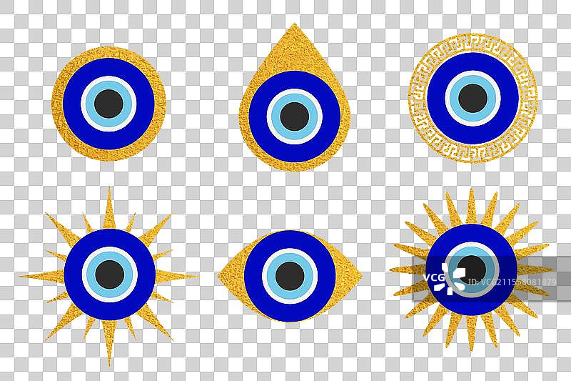 邪眼蓝色土耳其符号套装魔法纳扎尔珠图片素材