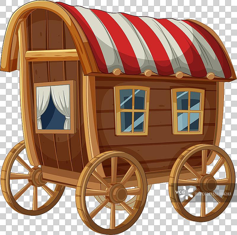 色彩斑斓的复古木质大篷车图片素材