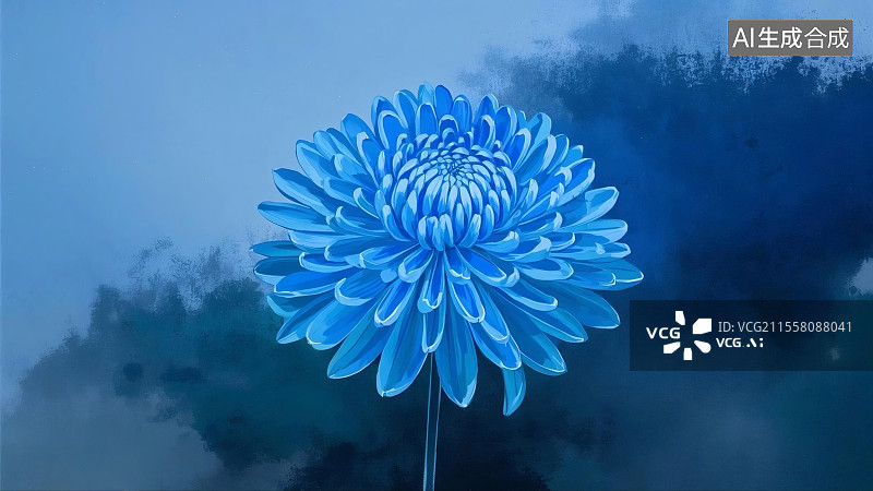 【AI数字艺术】蓝色菊花静谧之美图片素材