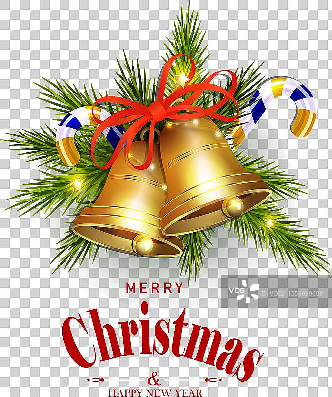 圣诞节孤立元素金色闪亮的铃铛图片素材