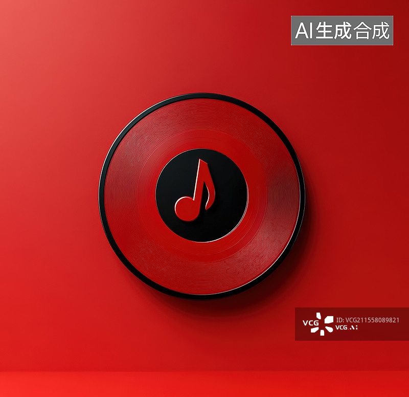 【AI数字艺术】黑胶唱片上的音乐符号图片素材