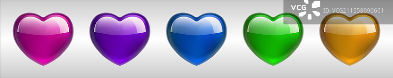 光滑色彩的心形图案在极简背景网格上图片素材