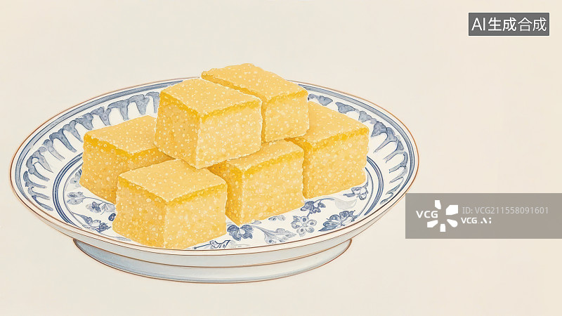 【AI数字艺术】黄米凉糕 国风水墨画模版背景居左下图片素材