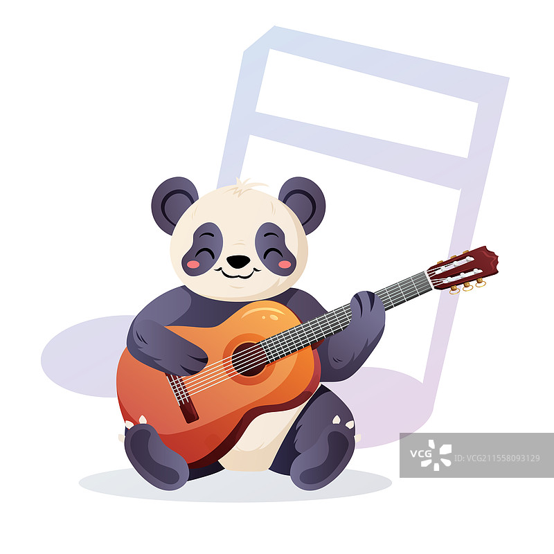 可爱的熊猫在弹吉他图片素材