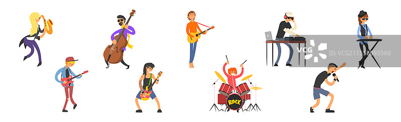 摇滚音乐家男性角色演奏音乐图片素材