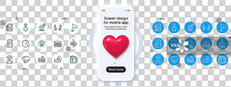目标计时器和月桂冠线条图标图片素材