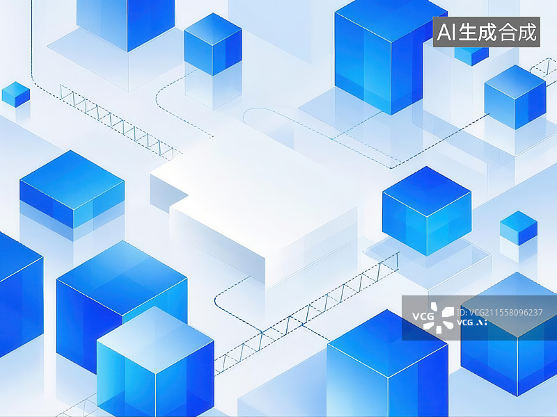 【AI数字艺术】蓝白相间的几何科技风背景图片素材