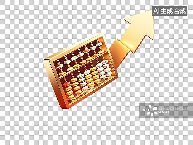 【AI数字艺术】一个算盘和上升箭头3D元素图片素材