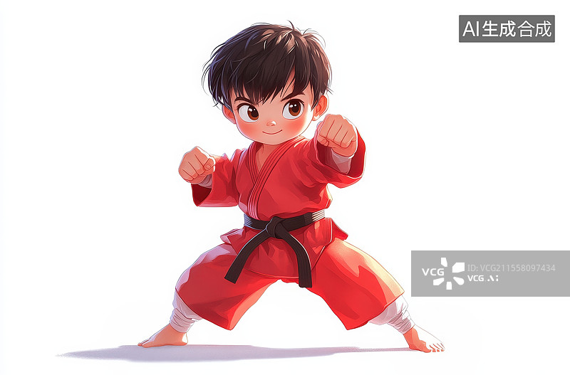 【AI数字艺术】练功练武术的男孩图片素材