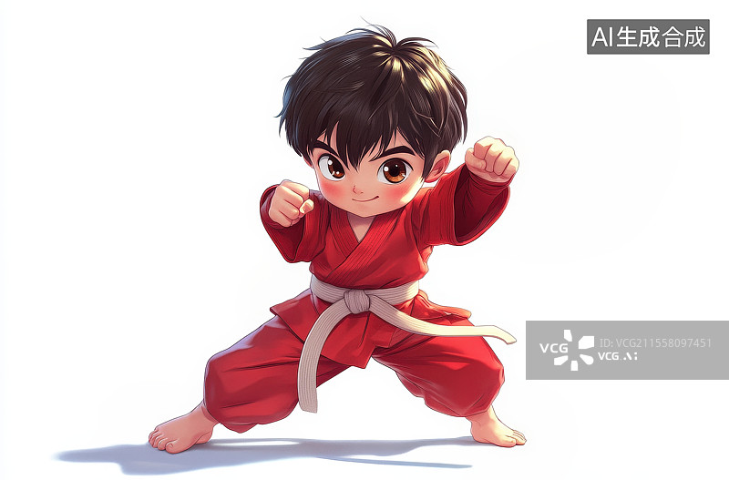 【AI数字艺术】练功练武术的男孩图片素材