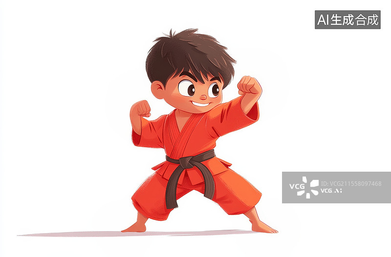 【AI数字艺术】练功练武术的男孩图片素材
