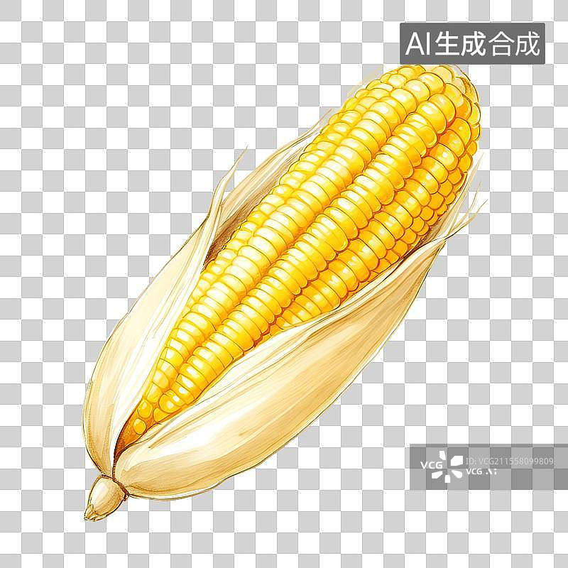 【AI数字艺术】手绘插画，玉米，食品免抠元素图片素材