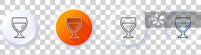 酒杯线条图标，酒精饮料标志线条图片素材