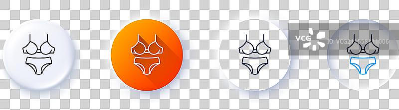 内衣线条图标，胸罩和内裤标志图片素材