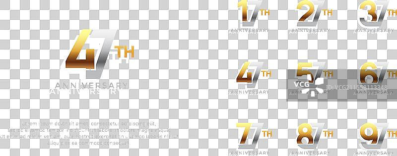 银色和金色的周年纪念标志设计集图片素材
