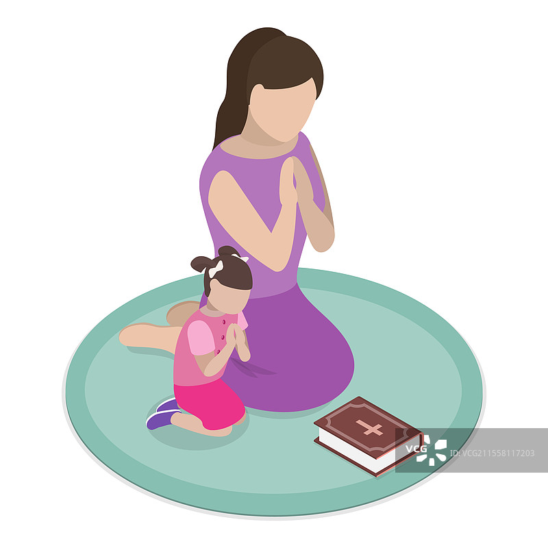 基督教的三维等距平面图图片素材