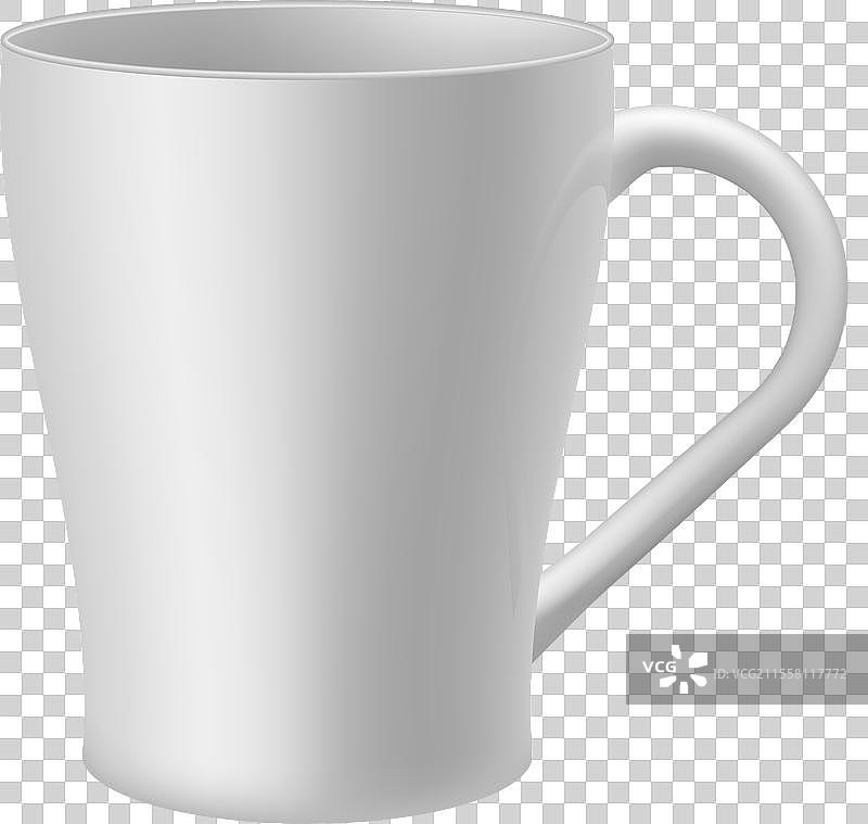 逼真的白色陶瓷杯 3D 独立展示图片素材