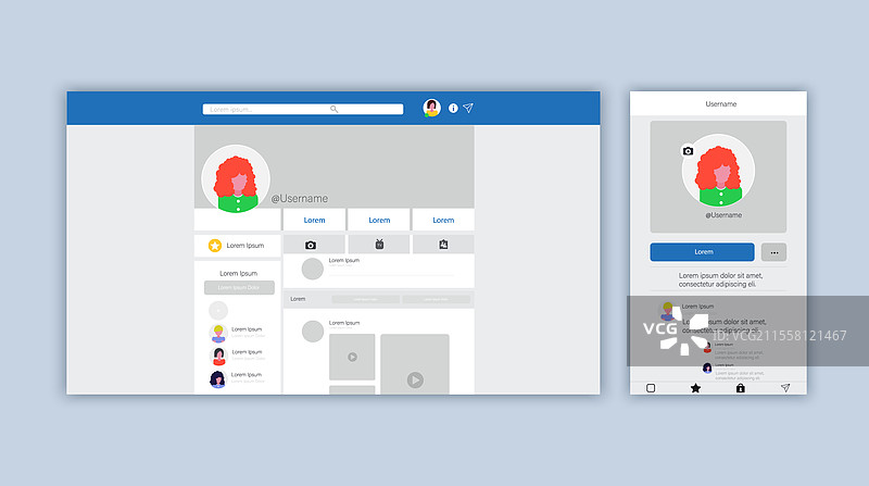 社交媒体应用程序网页设计集图片素材