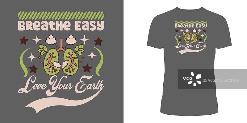 轻松呼吸世界环境日T恤设计图片素材