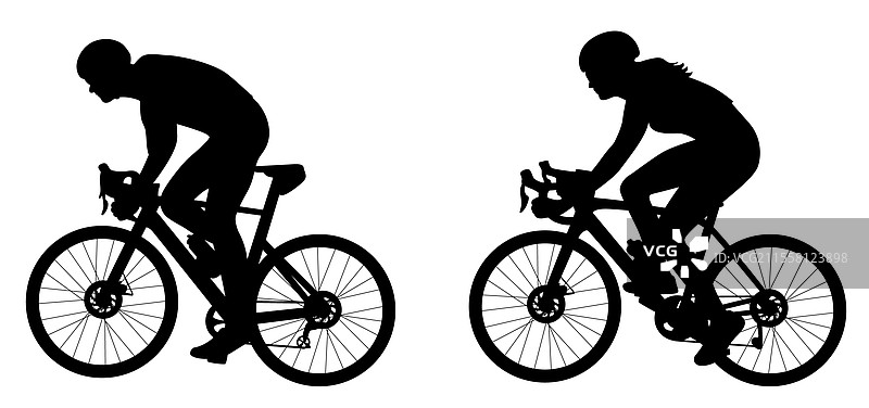 骑行者骑自行车的剪影图片素材