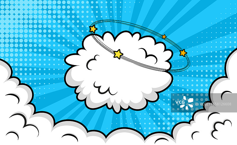 波普艺术风格的云彩漫画背景图片素材
