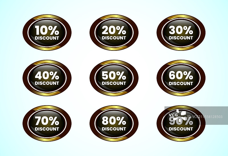10%、20%、30%、40%、50%、60%、70%、80%和90%的折扣图片素材