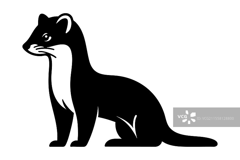 白鼬轮廓单色剪贴画标志图片素材
