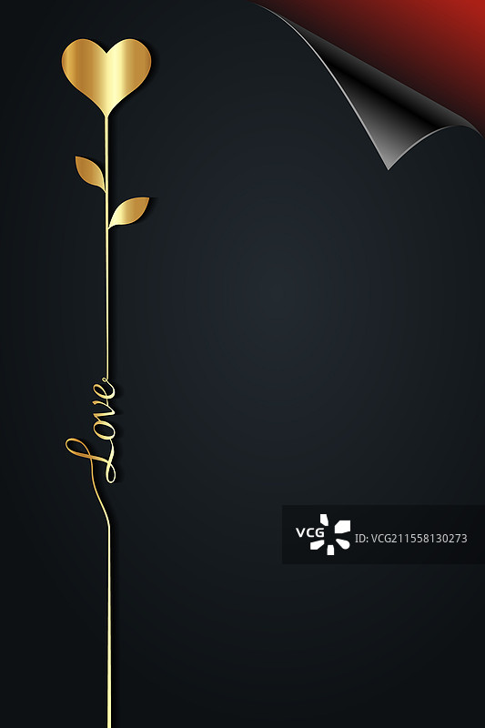 黑卡上的金色手写爱心符号图片素材