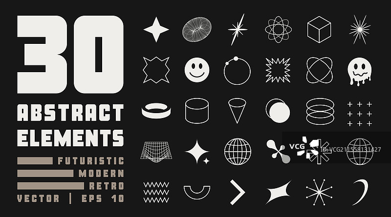 Y2K风格的符号和几何图形元素图片素材